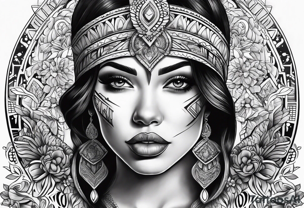 chicano style woman tattoo for chest tattoo idea