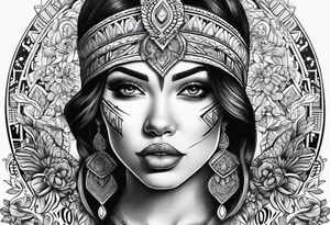 chicano style woman tattoo for chest tattoo idea