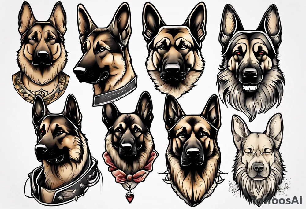 German shepherd portrait tattoo idea