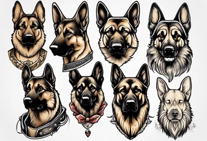 German shepherd portrait tattoo idea