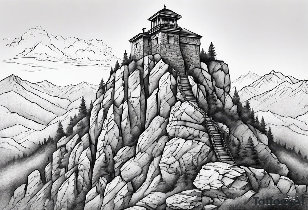Hiking Rock tower tattoo idea