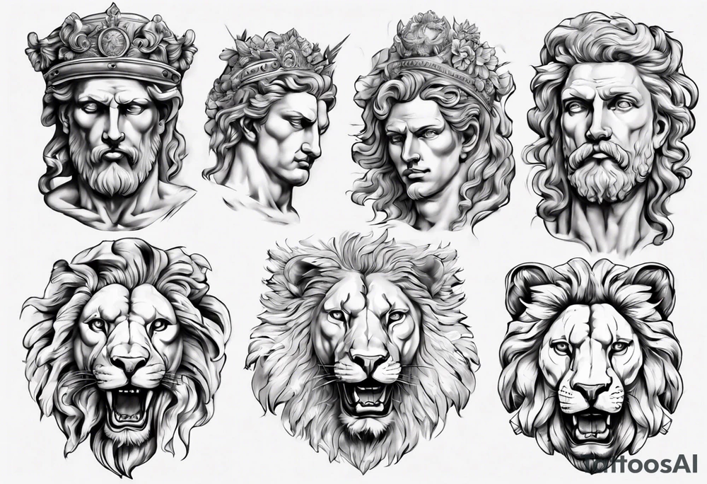 Statue of david with a lion tattoo idea