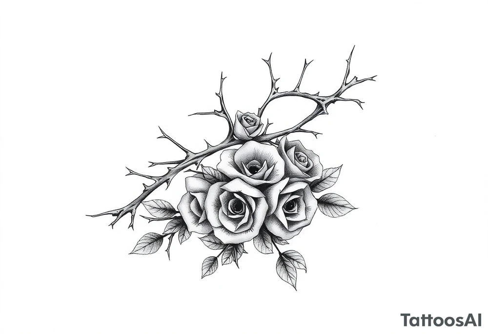 Thorns with small roses tattoo idea
