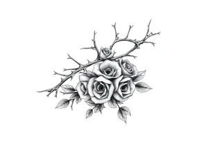 Thorns with small roses tattoo idea