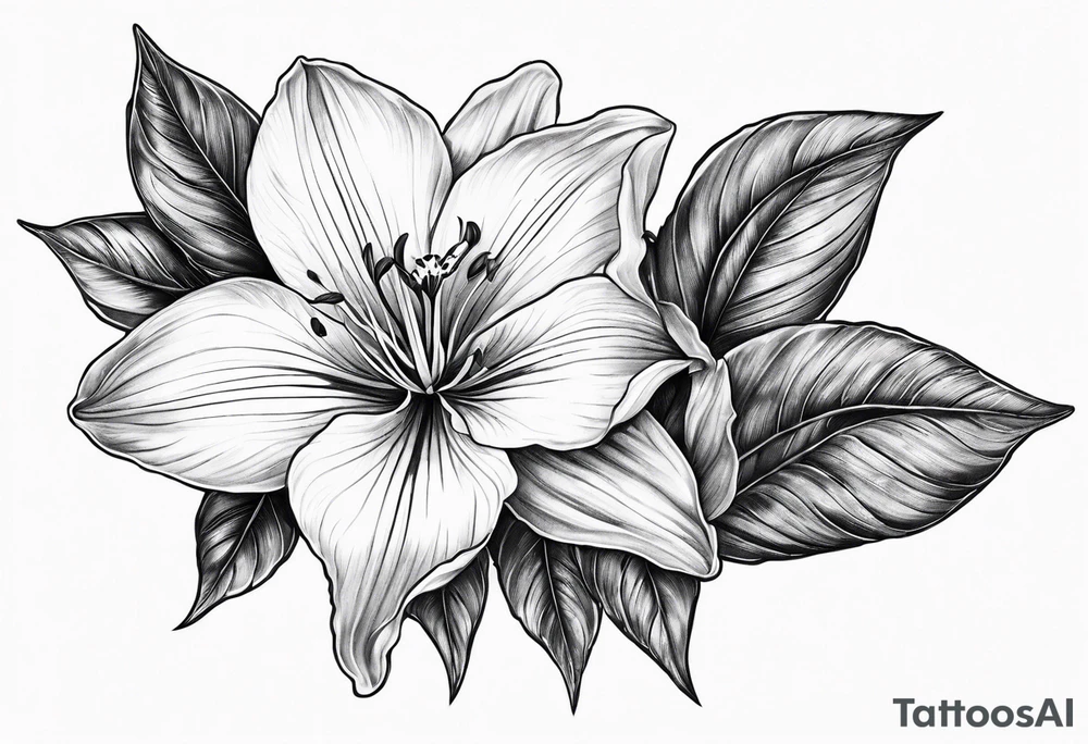 Platycodon grandiflorus with leafs and stalk tattoo idea