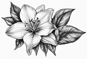 Platycodon grandiflorus with leafs and stalk tattoo idea