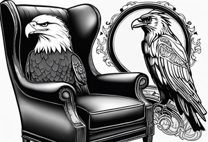 eagle and a female cardinal in a recliner tattoo idea