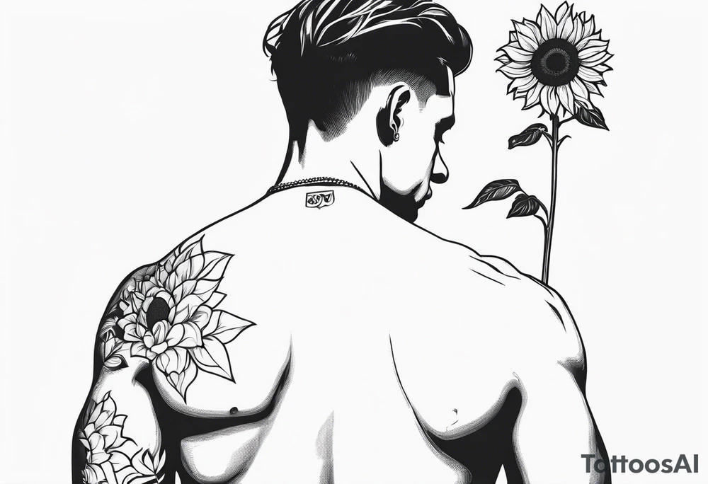 man with sunflower tattoo idea