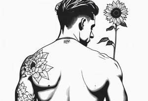 man with sunflower tattoo idea