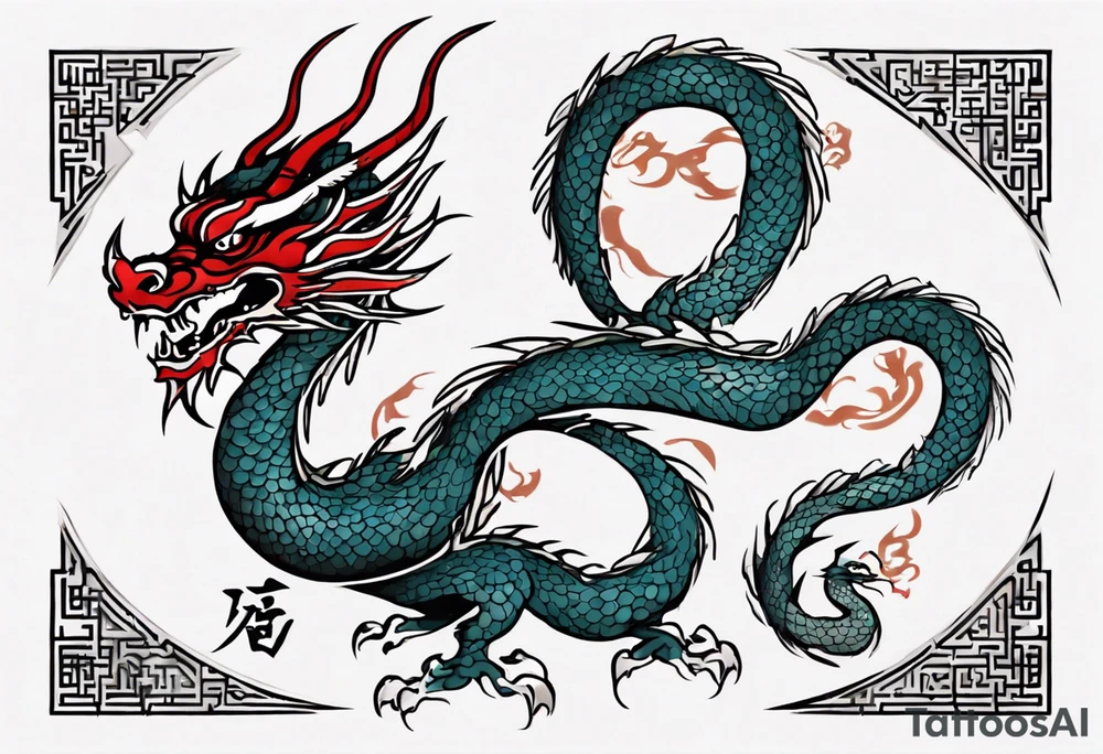 A simple tattoo of the year "2024" with a simple Chinese dragon tattoo idea
