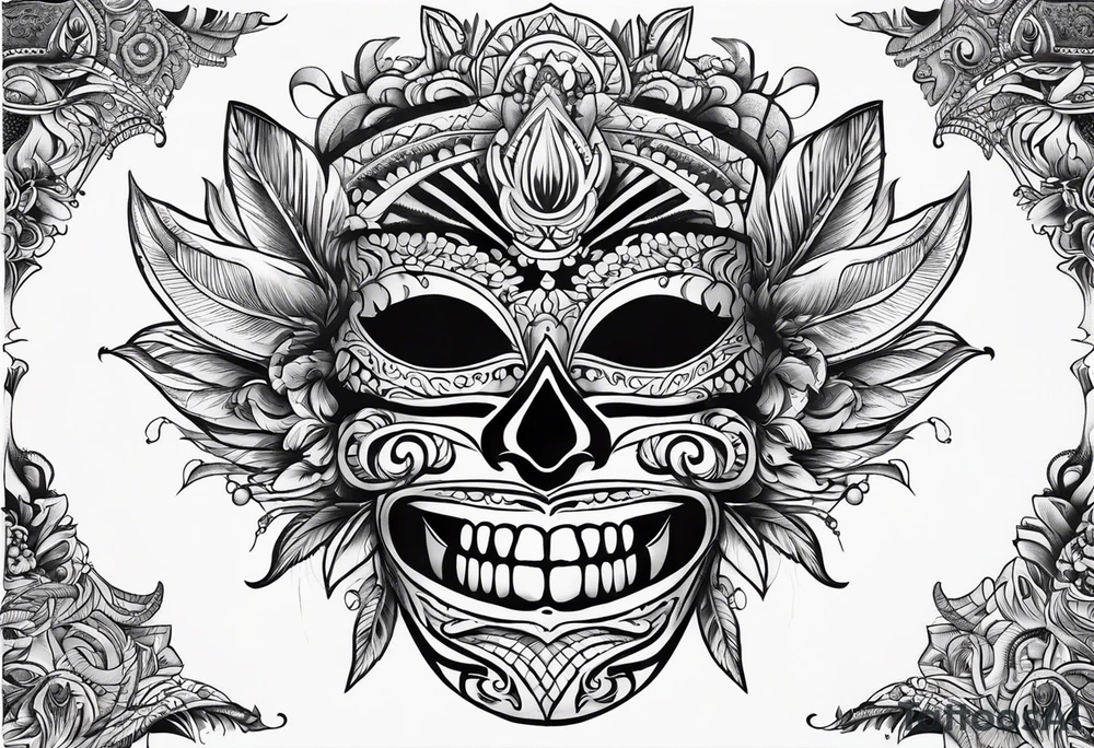 Laughing mask Mexican style tattoo idea