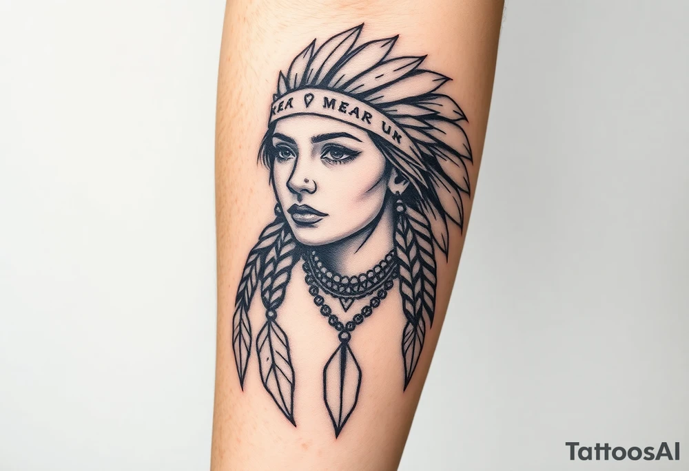 Female Native American woman tattoo idea