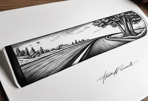 Road in forearm tattoo idea