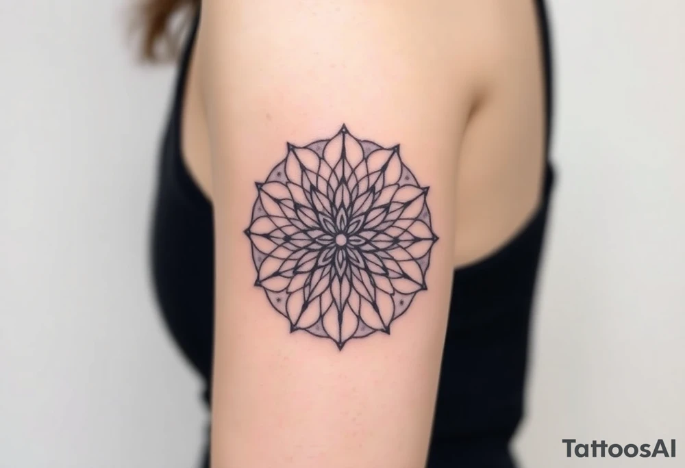 A mandala-inspired Flower of Life, with delicate floral extensions forming a soft, organic shape in round cyrcle tattoo idea