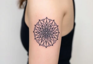 A mandala-inspired Flower of Life, with delicate floral extensions forming a soft, organic shape in round cyrcle tattoo idea