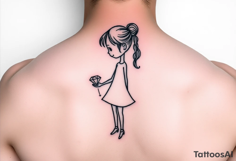 Young girl stick figure with a ruby and 7-6-19 tattoo idea