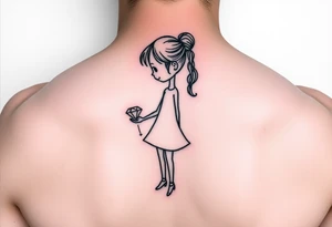 Young girl stick figure with a ruby and 7-6-19 tattoo idea
