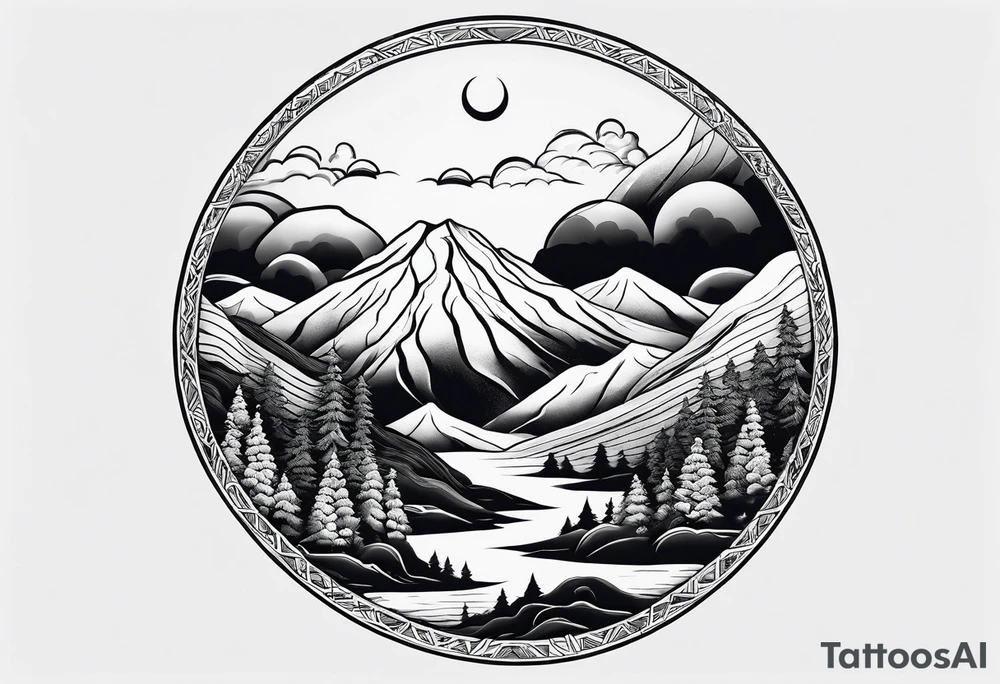 Montagne circle tattoo idea