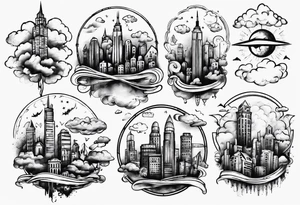 city in the clouds tattoo idea