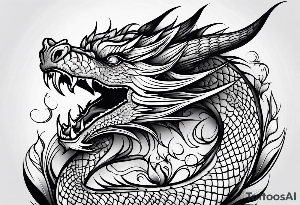 Dragon flower tattoo idea
