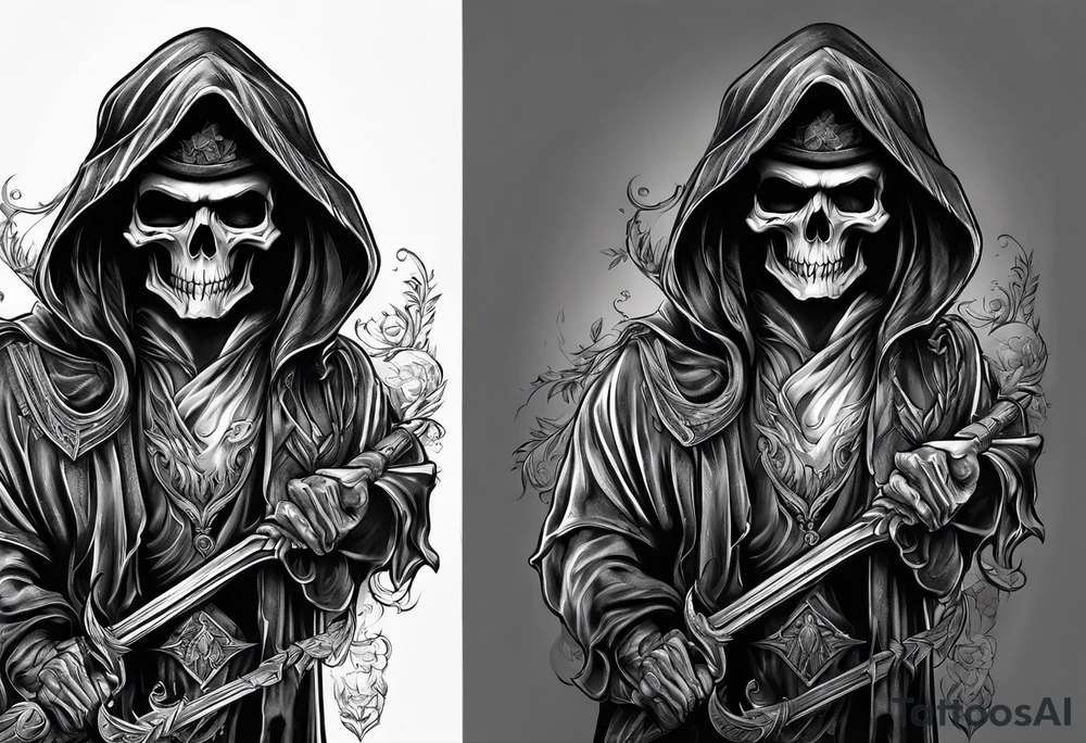 reaper tattoo design for upper arm and chest tattoo idea