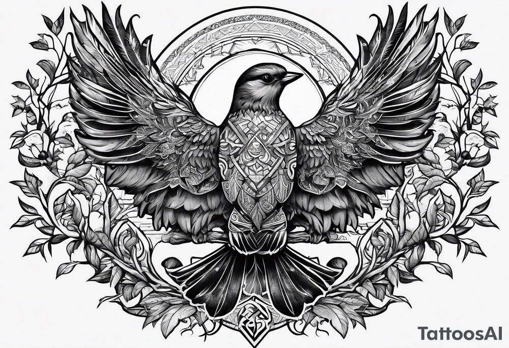 Bird oak but the B and O in elder futhark tattoo idea