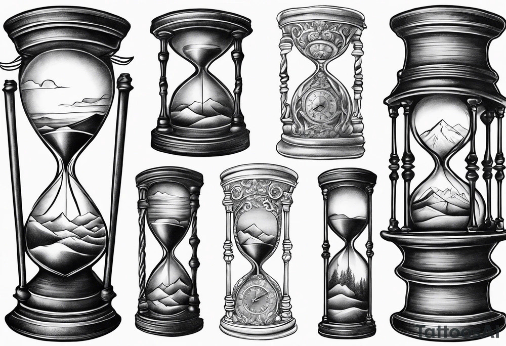 hourglass grandfather memorial sunset tattoo idea