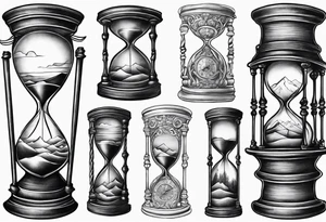 hourglass grandfather memorial sunset tattoo idea