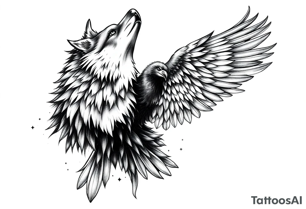 wolf, crow, eagle tattoo tattoo idea