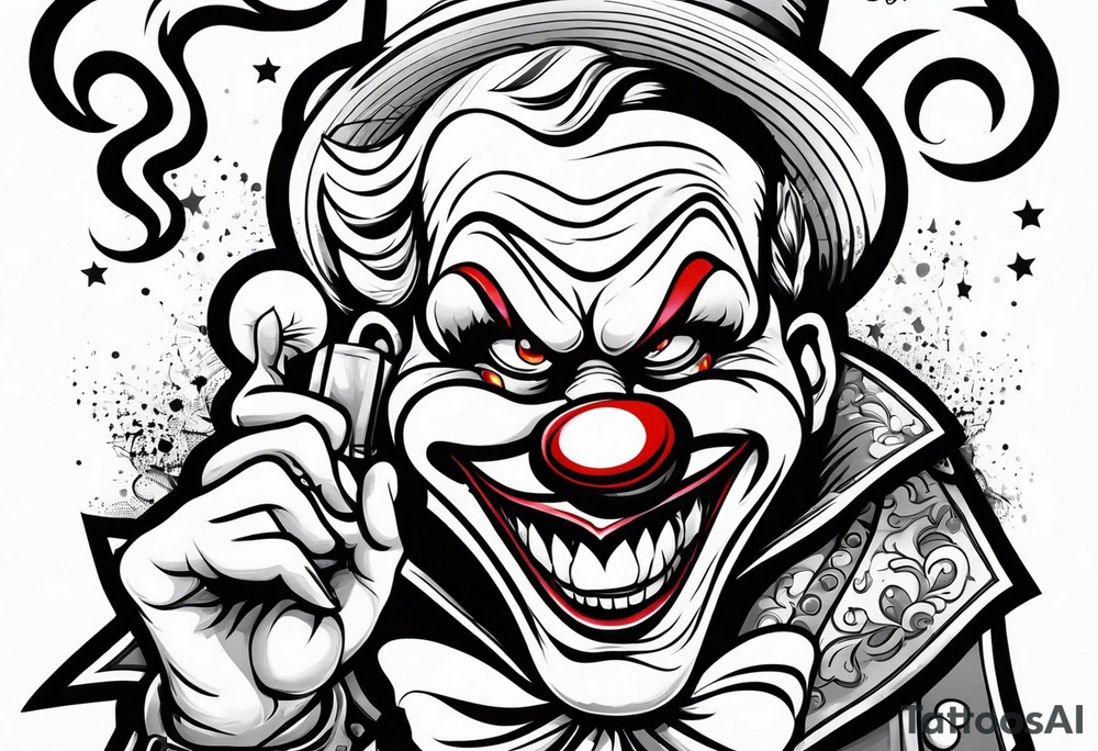 Evil clown gangster tattoo idea