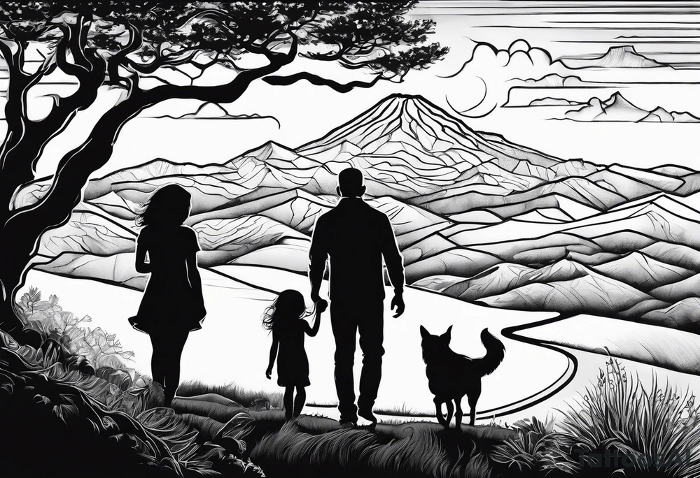 Pacific Northwest landscape, father son and daughter shadow
. Mexican American inspiration tattoo idea