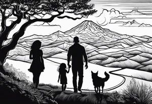 Pacific Northwest landscape, father son and daughter shadow
. Mexican American inspiration tattoo idea