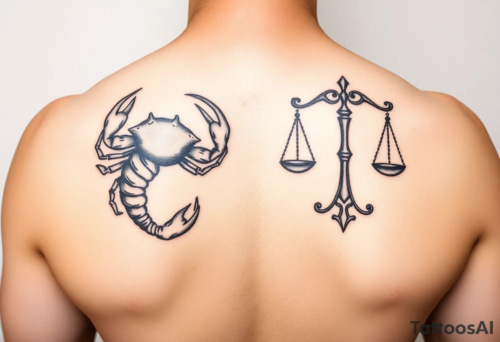 Cancer and libra zodiac signs love tattoo idea