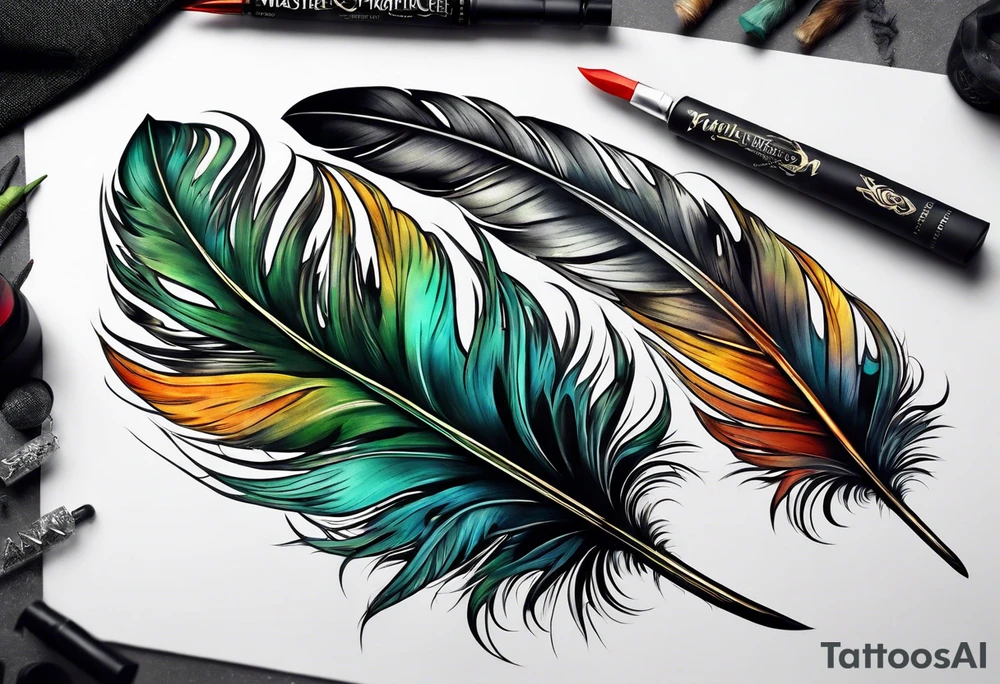 Forest feathers smoke tattoo idea