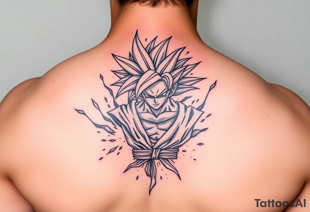 legendary dragonball z scene with energy aura and power effects tattoo idea