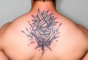 legendary dragonball z scene with energy aura and power effects tattoo idea