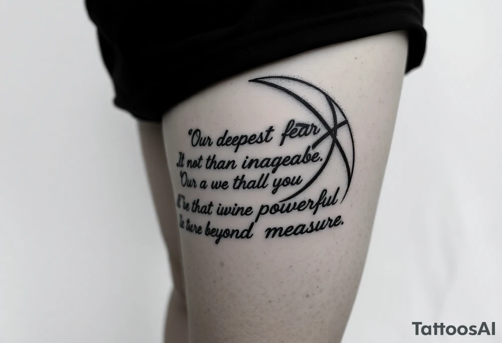 meaningful basketball things with “  Our deepest fear is not that we are inadequate, Our deepest fear is that we are powerful beyond measure tattoo idea