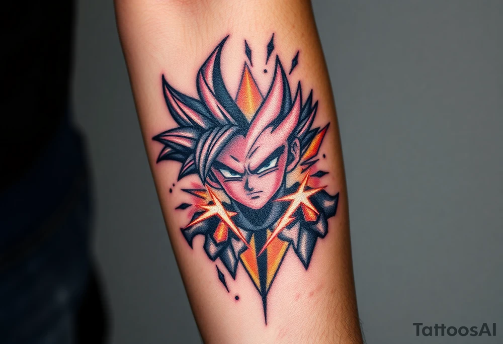 legendary dragonball z scene with energy aura and power effects tattoo idea