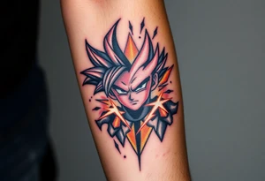 legendary dragonball z scene with energy aura and power effects tattoo idea