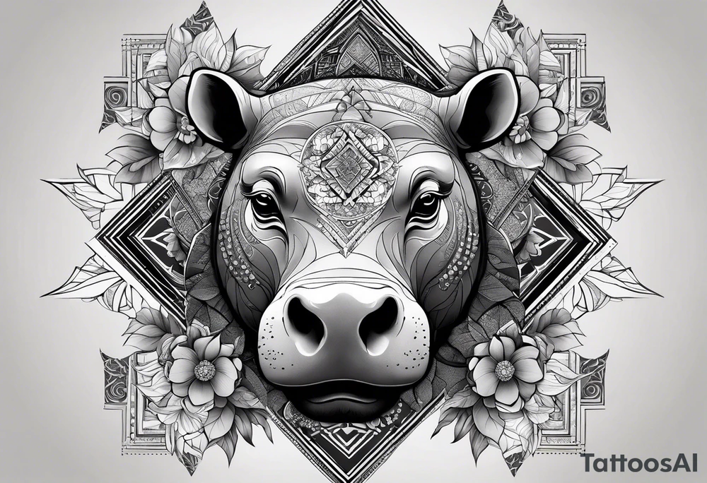 Very asymmetrical, +geometric pattern, with realistic full moon, with hippo,+tribal, +geometric, +inkart , +blackwork, +grey scale, + sketch
with wintersweet flower bud, +inkart touch, +for men, detailed , combined favourite , tattoo idea