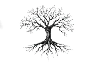 A tree with deep roots or blooming branches symbolizes personal growth, with dna strands as roots tattoo idea