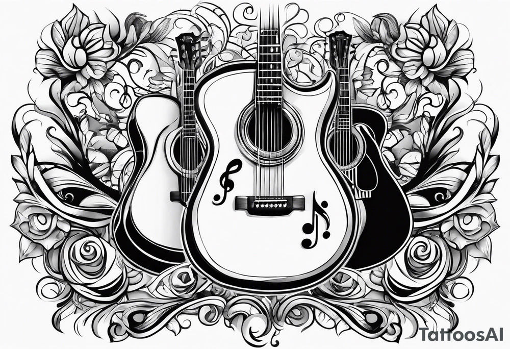 music staff and guitars tattoo idea