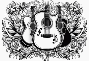 music staff and guitars tattoo idea