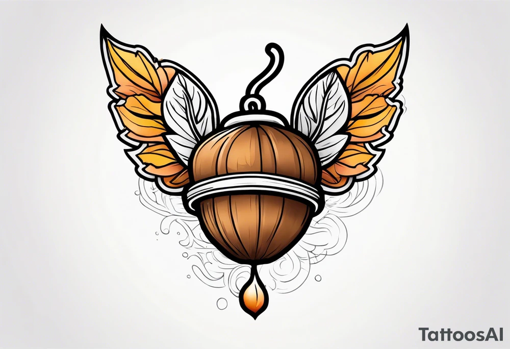 Flying acorn tattoo idea