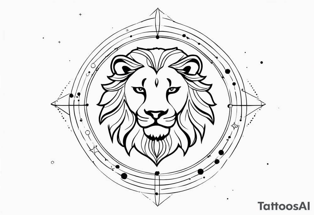 Leo zodiac sign and all of its elements including the constellation on a back tatto tattoo idea