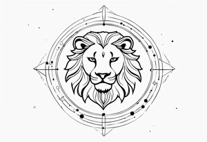 Leo zodiac sign and all of its elements including the constellation on a back tatto tattoo idea