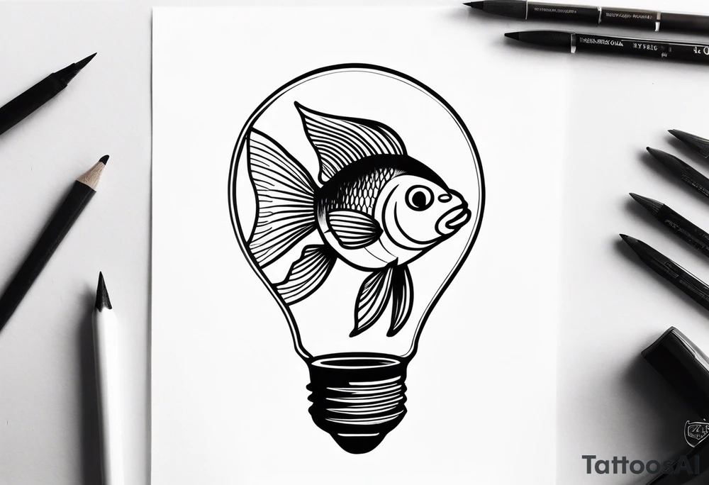 A goldfish in a lightbulb tattoo idea