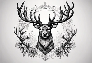 Majestic stag with antlers tattoo idea