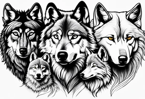Wolf family of 5 tattoo idea