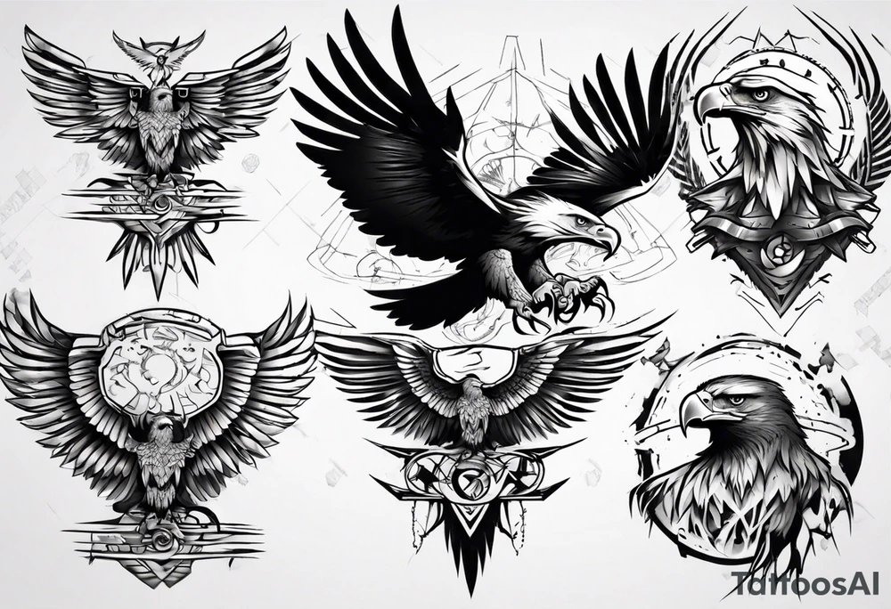 mystical eagle tattoo idea